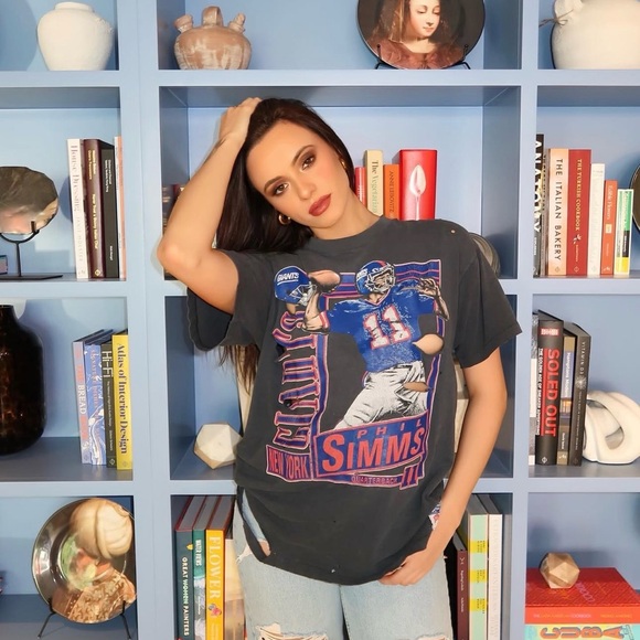 Furst Of A Kind Tops - Vintage Phil Simms tee New York giants 90s nutmeg